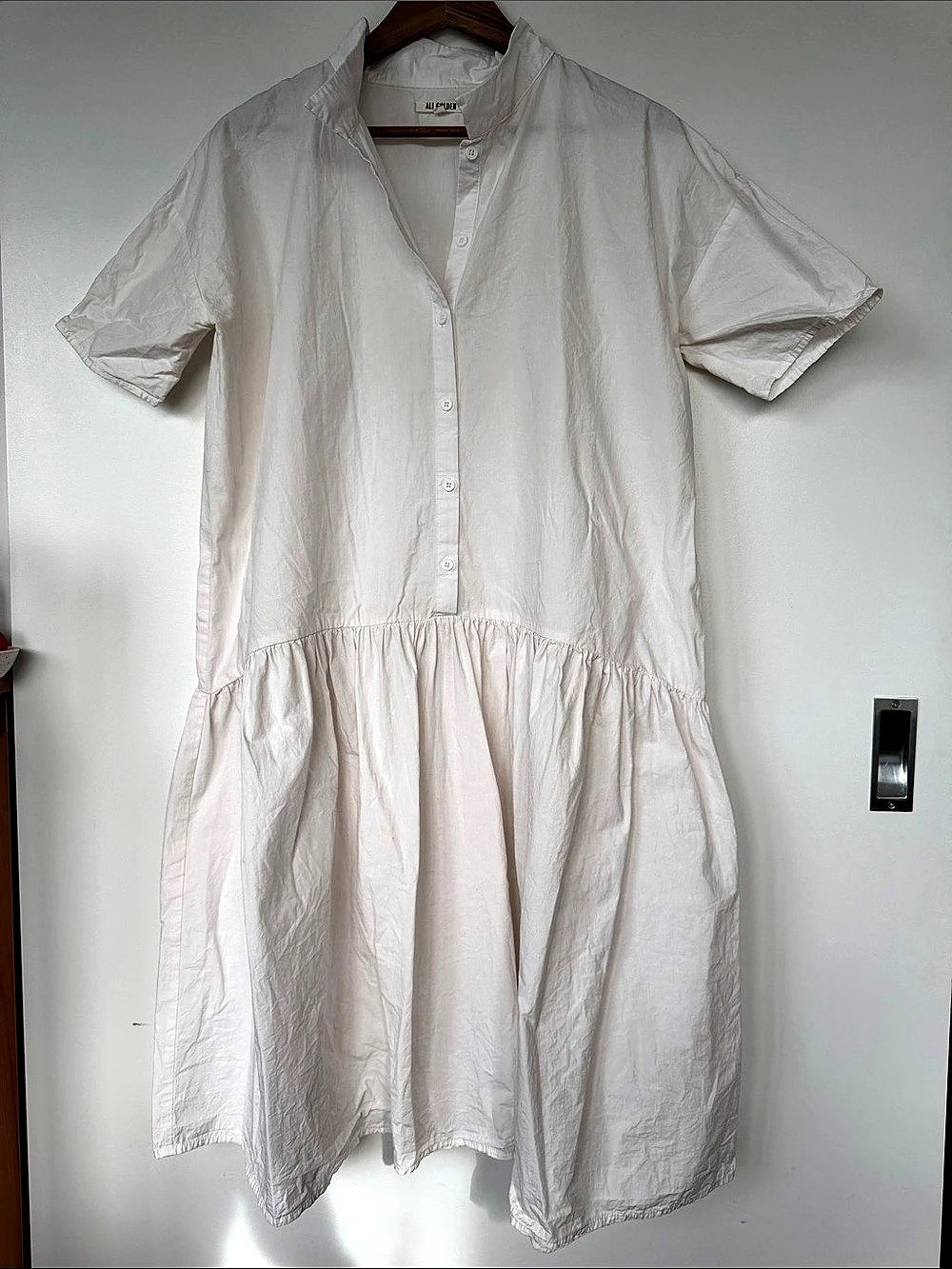 All Golden Mini Shirt Dress in White Size XS